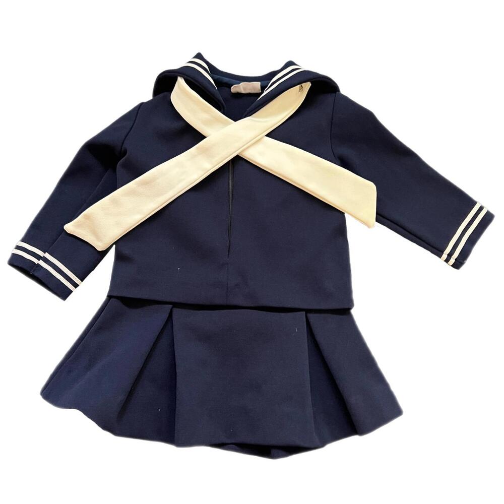 Vintage Little King Navy & Cream Sailor Outfit - L